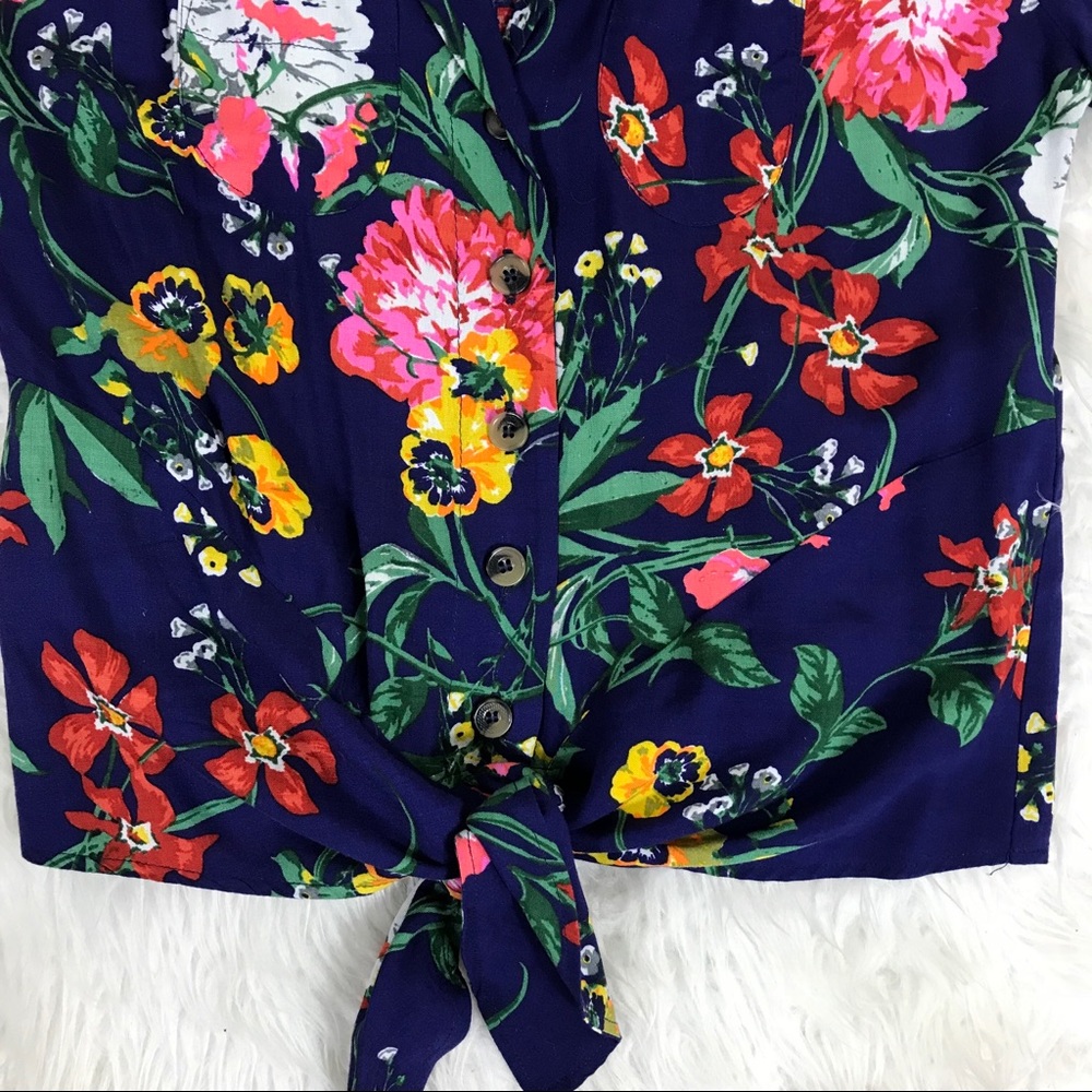 Anthropologie Maeve Bateau Floral front tie top - Picture 3 of 6